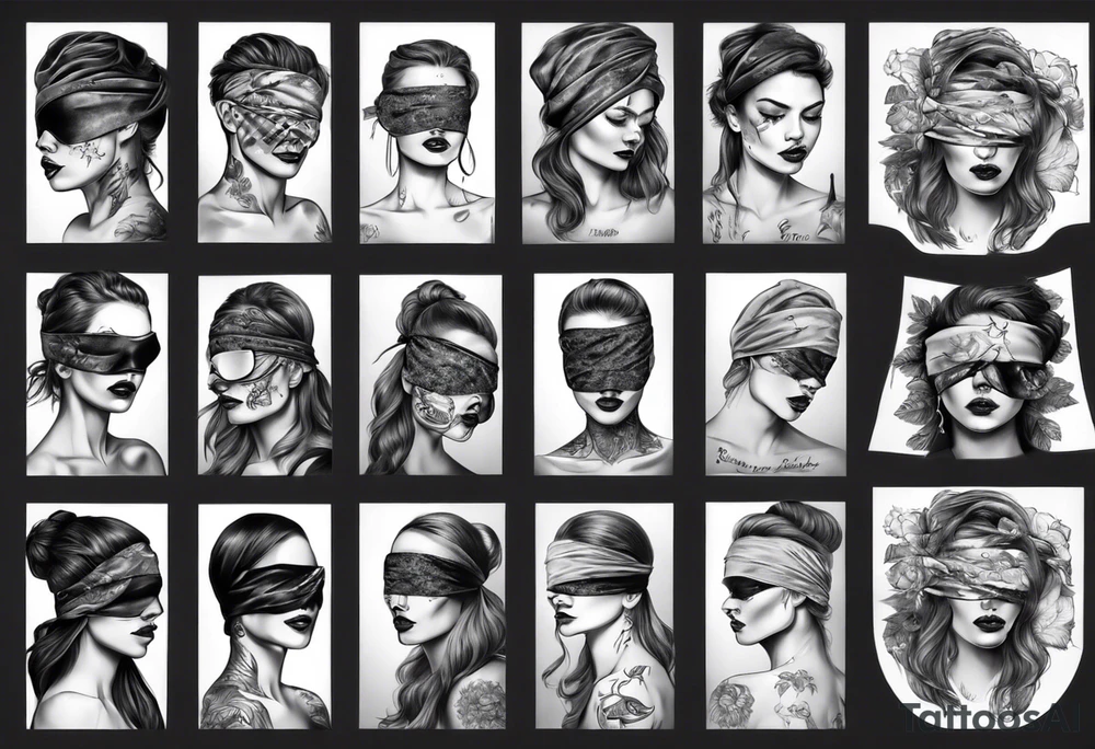 woman with blindfold tattoo idea