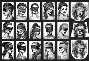 woman with blindfold tattoo idea