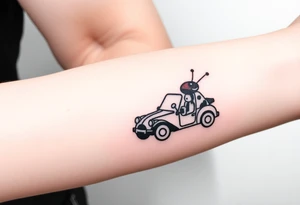 animal Ladybug driving car tattoo idea
