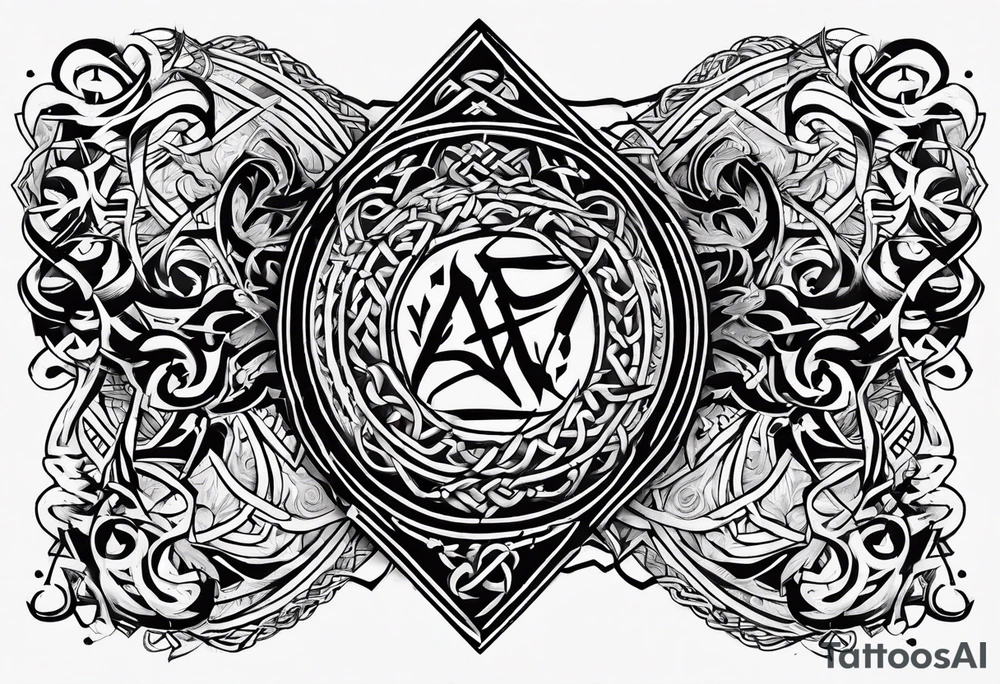 viking runes and knots tattoo idea