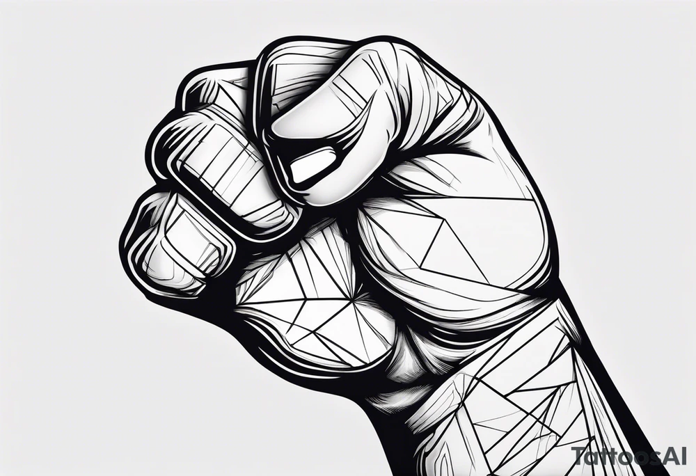 A clenched fist on the back using negative space techniques tattoo idea A clenched fist on the back using negative space techniques tattoo idea