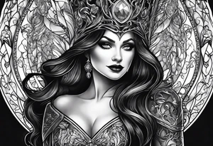 full arm sleeve very dark with Elphaba and Glinda tattoo idea