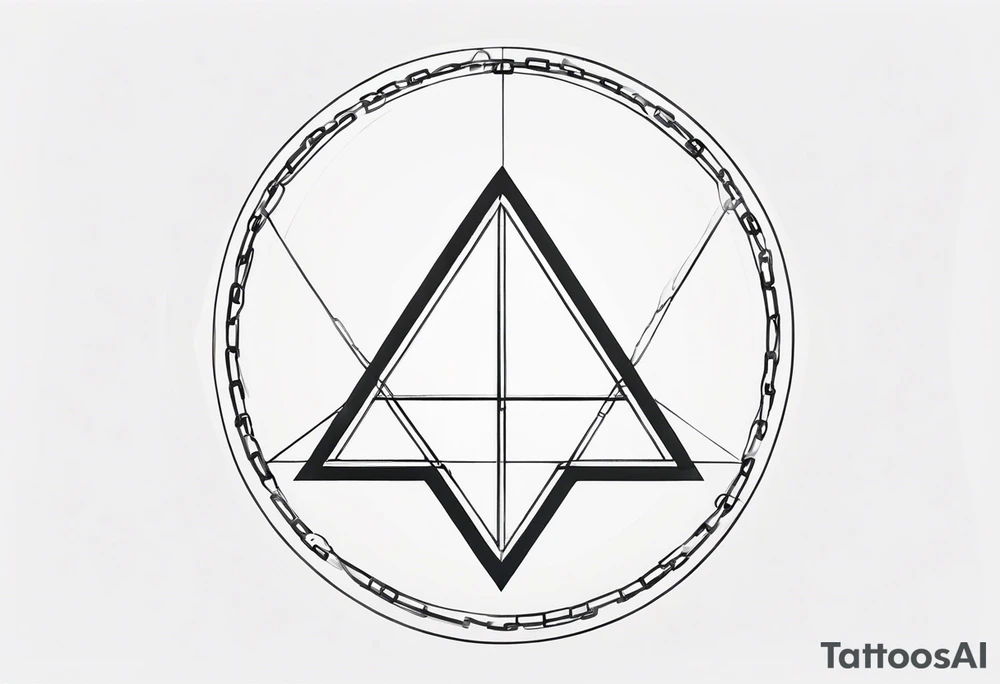 Simplistic symbol large delta inside a circle made from chain tattoo idea Simplistic symbol large delta inside a circle made from chain tattoo idea
