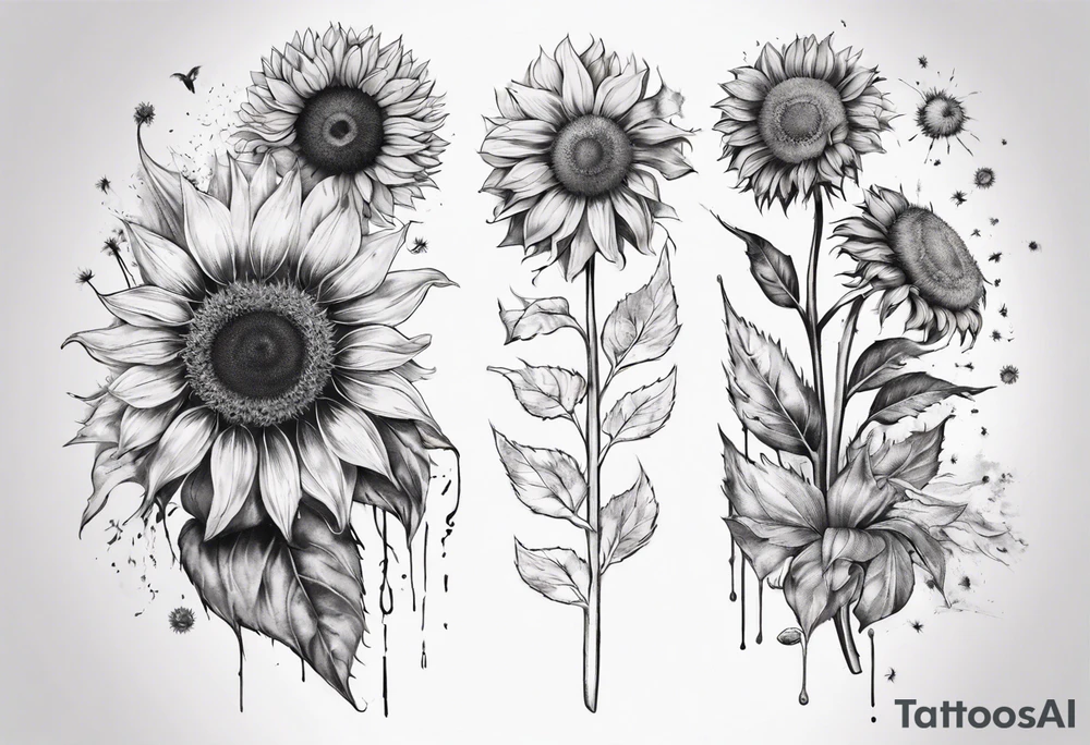 Sunflower sleeve with dandelion tattoo idea