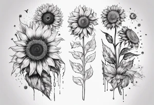 Sunflower sleeve with dandelion tattoo idea