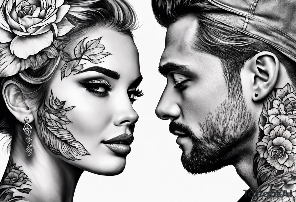 husband and wife tattoo with fingerprints tattoo idea