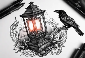 plague doctor, lantern, fire, raven tattoo idea