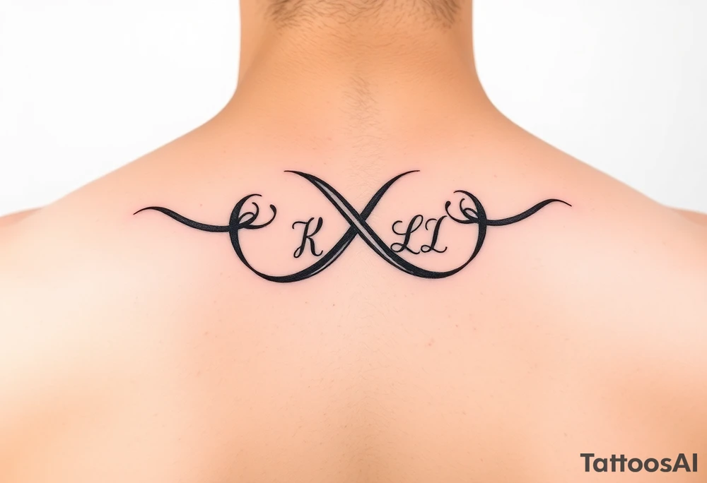 Infinity sign couple tattoos with initials in it tattoo idea