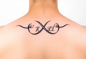Infinity sign couple tattoos with initials in it tattoo idea