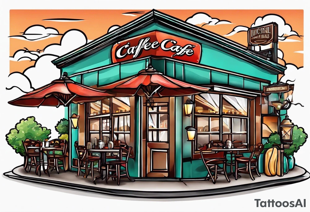 Town cafe logo tattoo idea