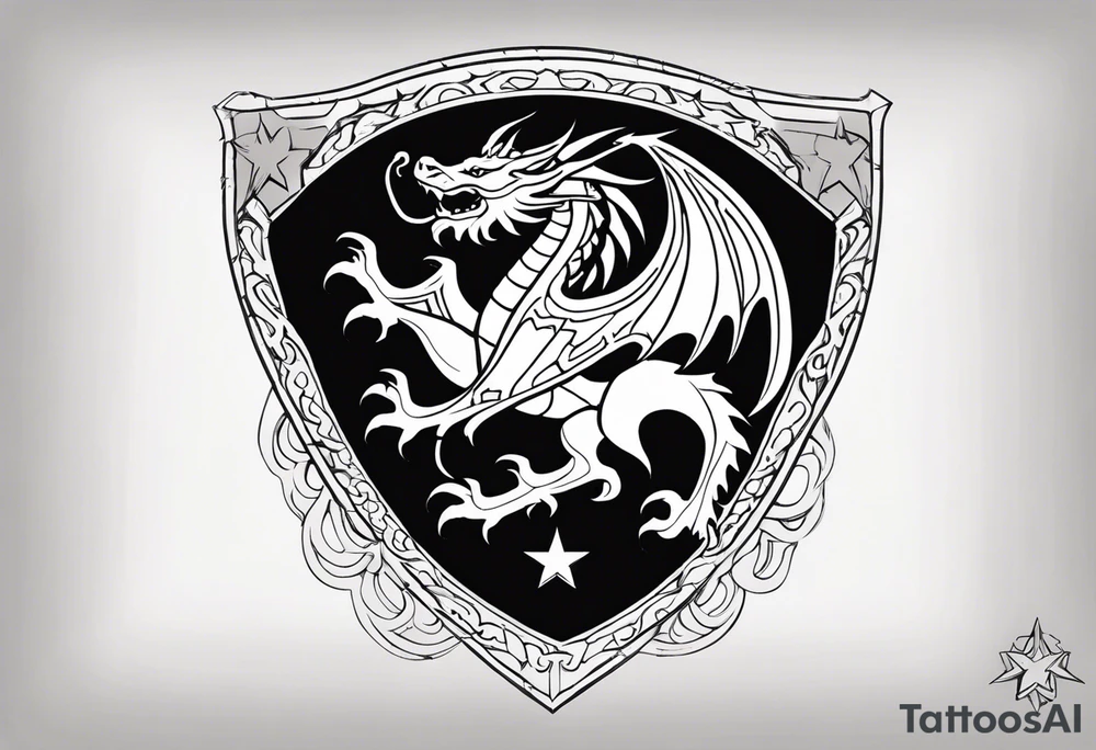 Welsh dragon holding a texas star as a shield tattoo idea Welsh dragon holding a texas star as a shield tattoo idea