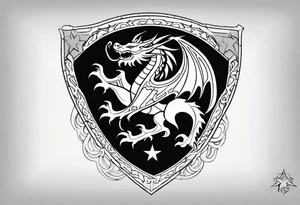Welsh dragon holding a texas star as a shield tattoo idea