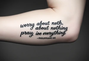 philippians 4:6 “worry about nothing, pray about everything” make this into a graphic type of tattoo with no words just meaning. tattoo idea