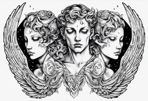 Two angels as brothers hidden in code tattoo idea