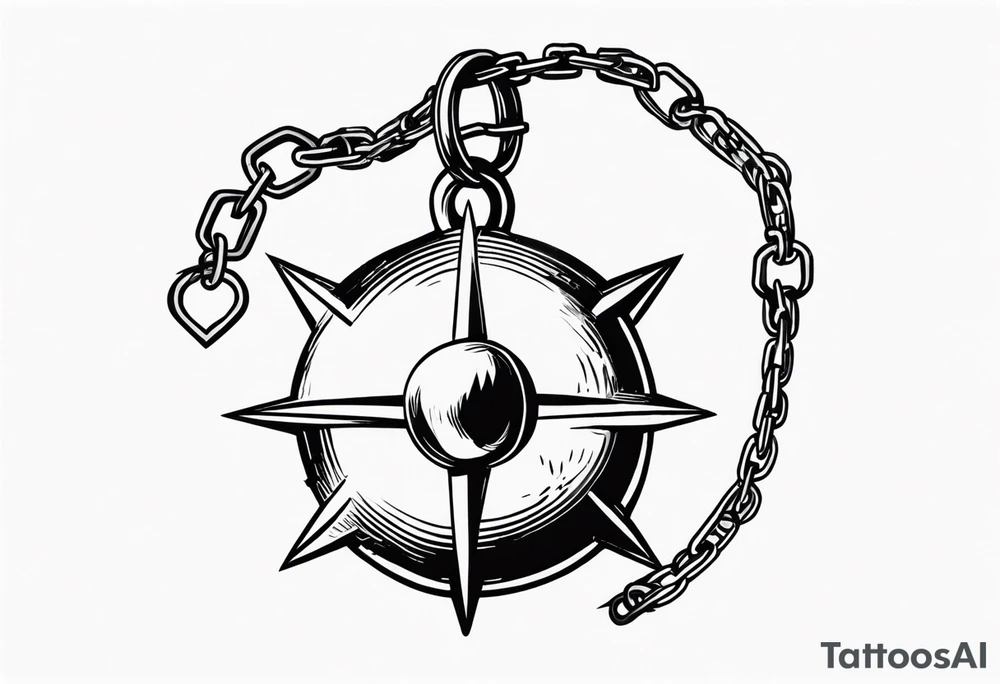 Ball and chain flail with spikes tattoo idea