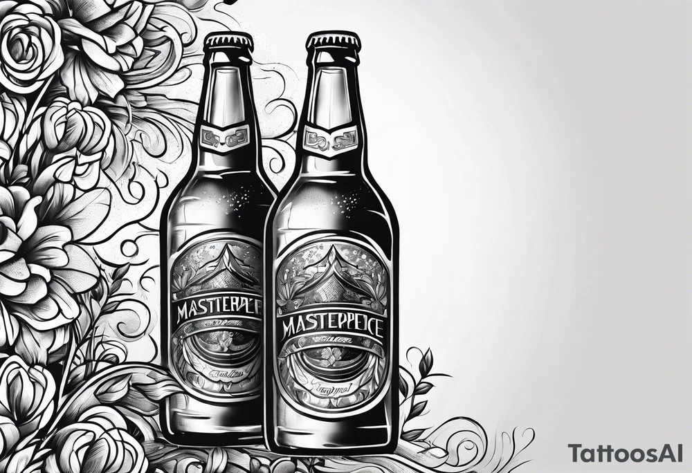 two beer bottles cheersing tattoo idea