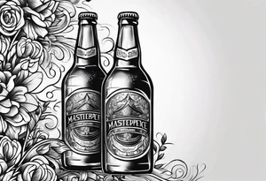 two beer bottles cheersing tattoo idea