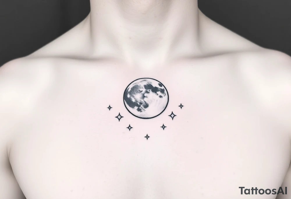 Moon and stars tattoo idea