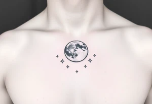 Moon and stars tattoo idea