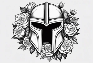 spartan helmet with roses tattoo idea