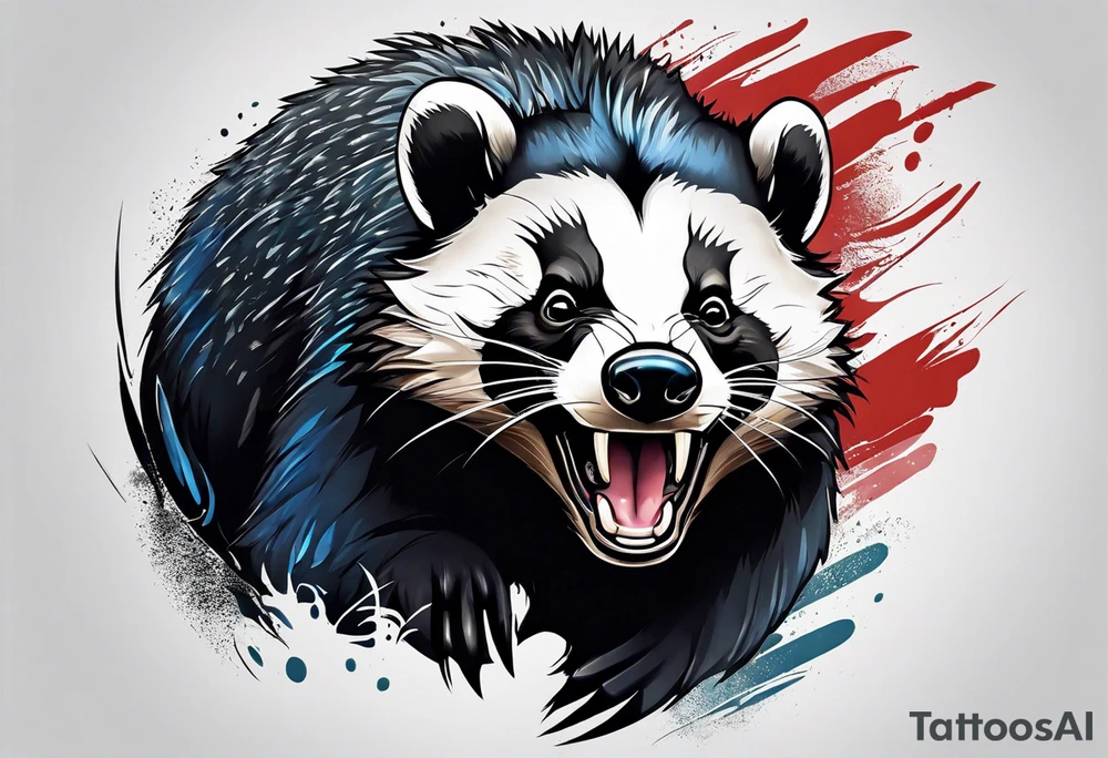 aggressive and killer face badger/wolverine with cute smile tattoo idea