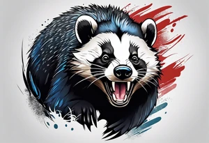 aggressive and killer face badger/wolverine with cute smile tattoo idea