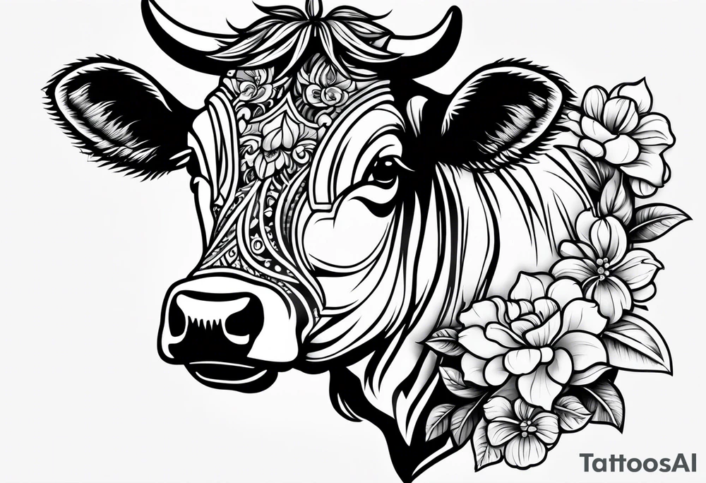 cute cow tattoo idea