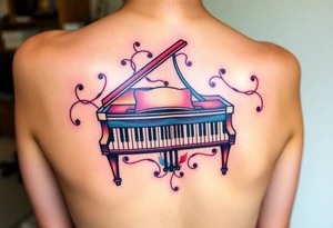 Colorful piano tattoo idea