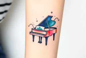 grand piano under the stars swirl tattoo idea