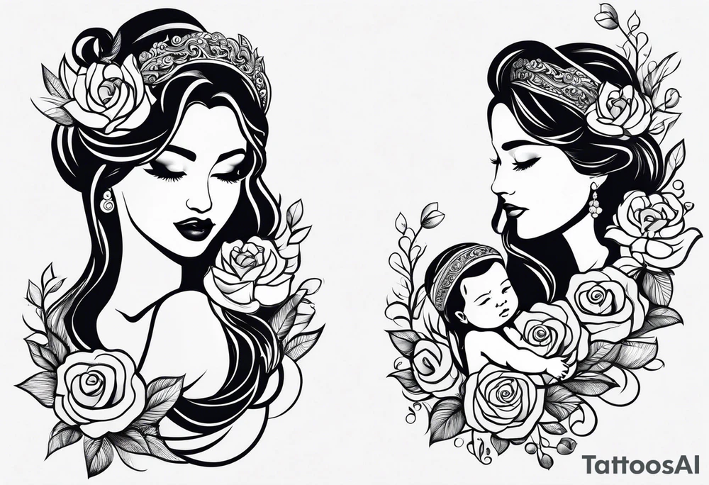Motherwith 3 daughtersbaby tattoo idea