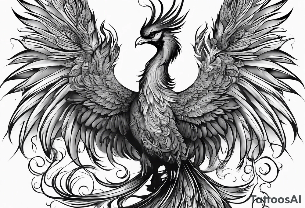 Asian phoenix with a long neck tattoo idea