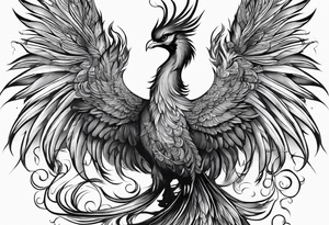 Asian phoenix with a long neck tattoo idea