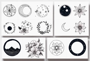 Lunar phases with flowers tattoo idea