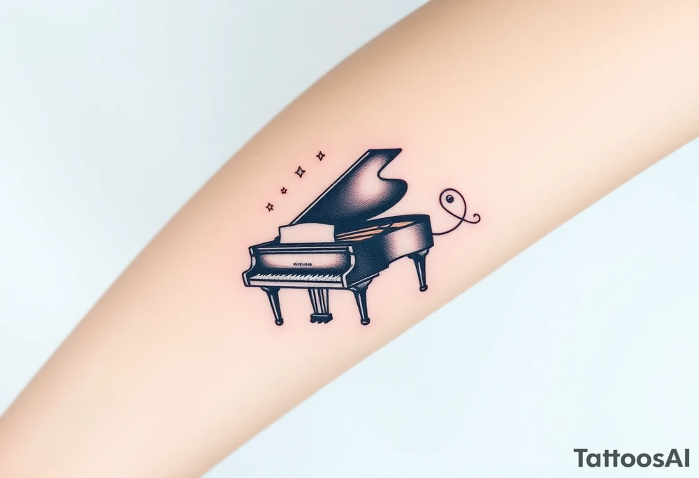 grand piano under the stars swirl treble tattoo idea