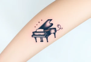 grand piano under the stars swirl treble tattoo idea