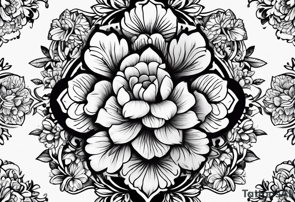 Paw print made with flowers tattoo idea
