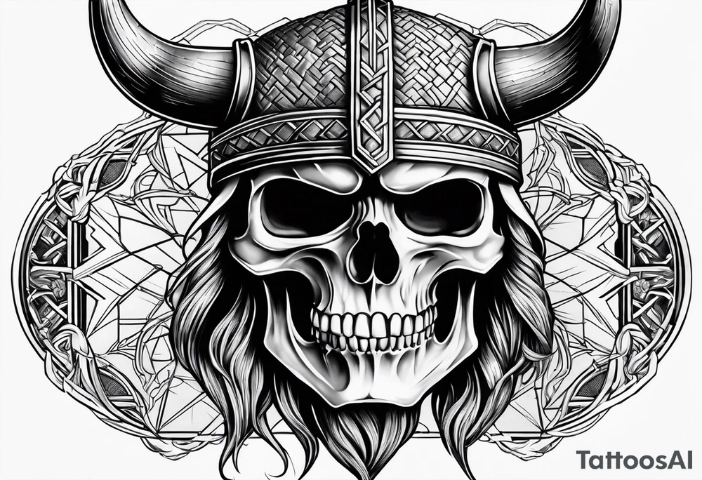 Realistic viking skull tattoo idea