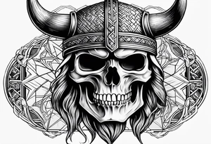 Realistic viking skull tattoo idea