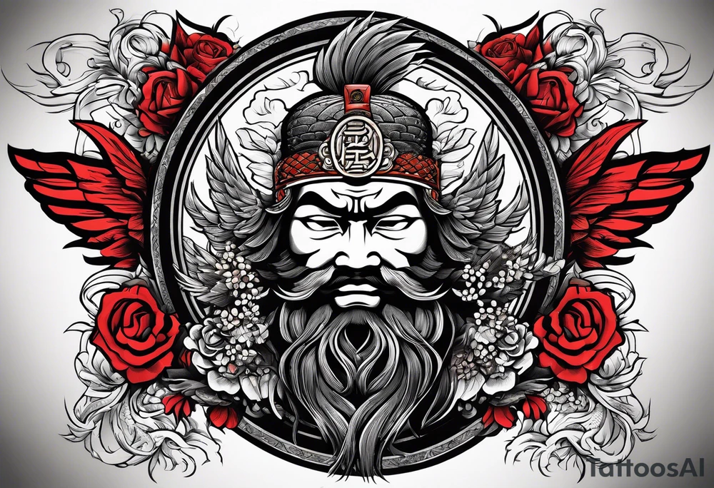 the seven virtues of bushido with Double headed Albanian eagle on his shoulder tattoo idea