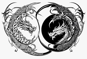 two dragons meeting to create yin yang tattoo idea