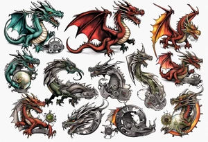 dragon computer parts tattoo idea