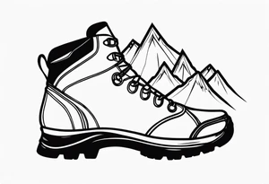 Hiking boots with mountains tattoo idea