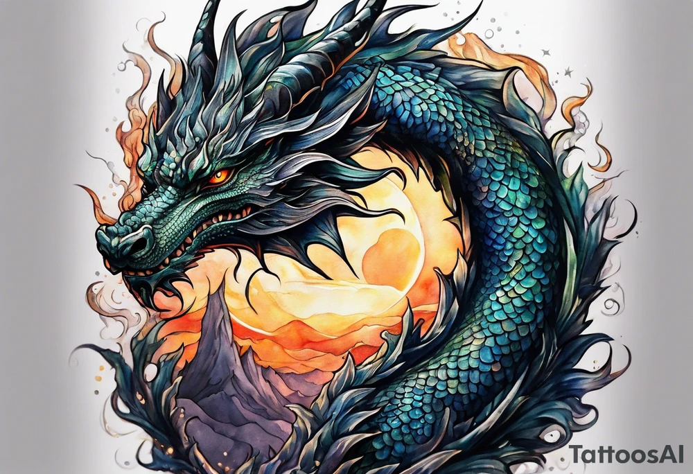 dark sun dragon king tattoo idea