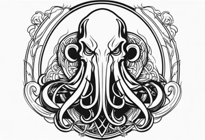 cthulu head minimal black tattoo idea