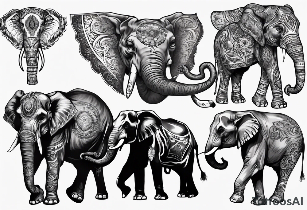 indian theme realistisk elephant tattoo idea
