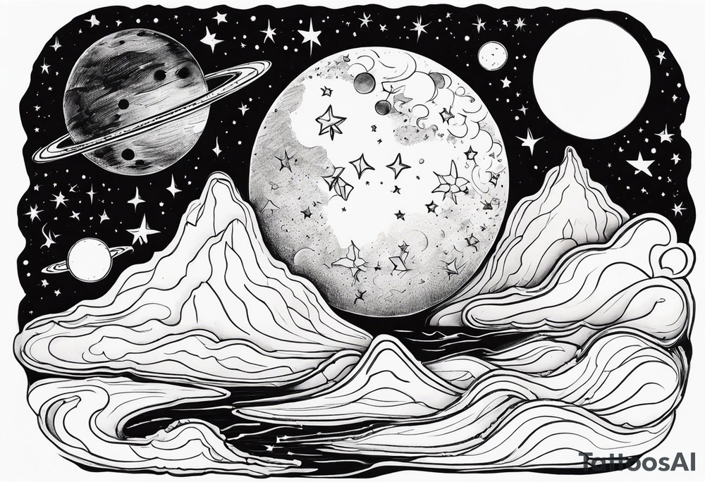 vacation on the moon tattoo idea