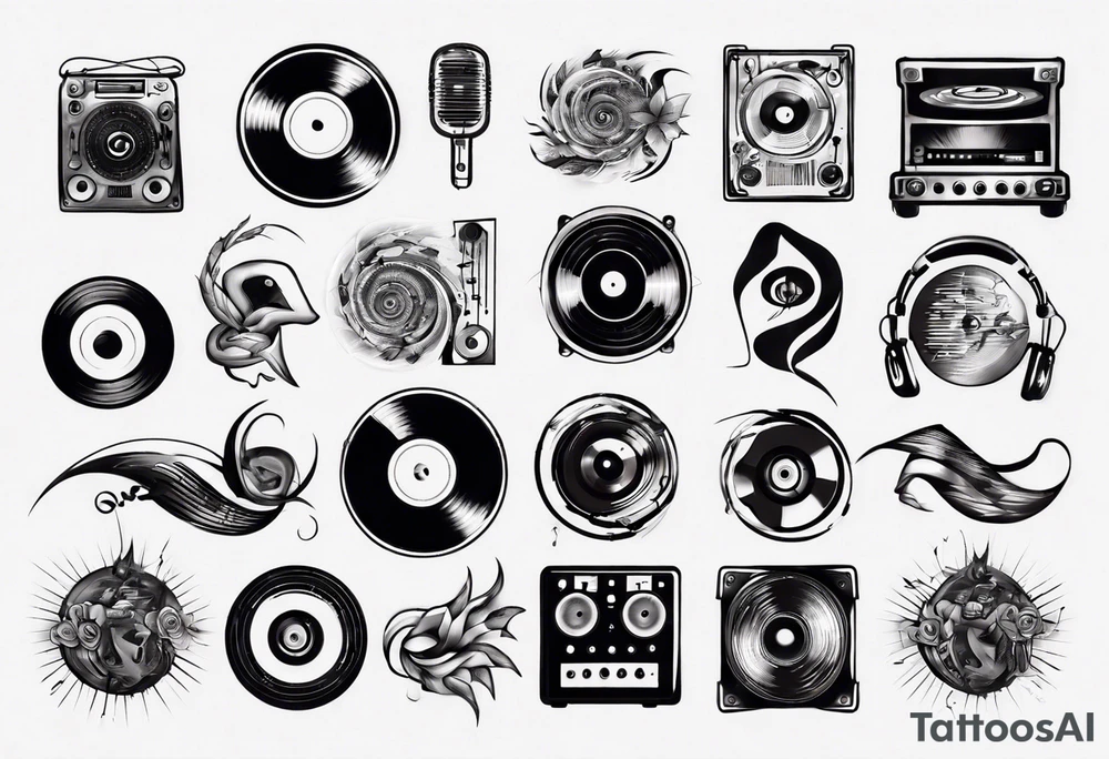 sound music vinyl DJ tattoo idea