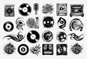 sound music vinyl DJ tattoo idea