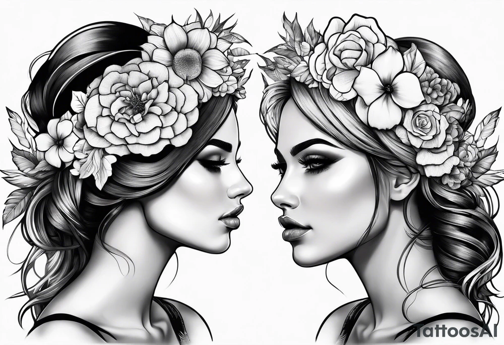 woman with flower crown tattoo idea