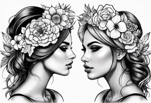 woman with flower crown tattoo idea